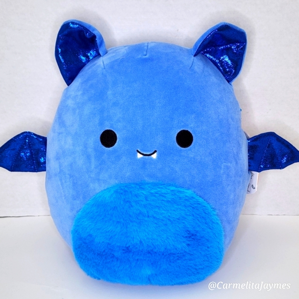🎃 BLAINE 🦇 FTM Blue Sparkley Bat w Fur Belly Halloween 2024 Squishmallow ☆ NWT